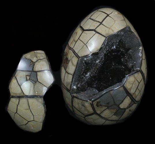 Septarian Dragon Egg Geode With Removable Section #33724